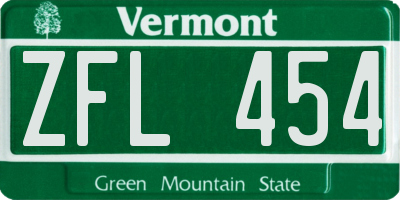 VT license plate ZFL454