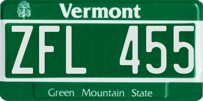VT license plate ZFL455