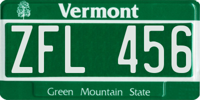 VT license plate ZFL456