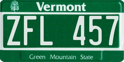 VT license plate ZFL457