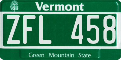 VT license plate ZFL458