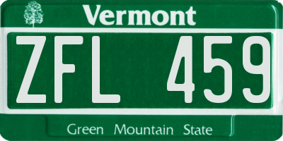 VT license plate ZFL459