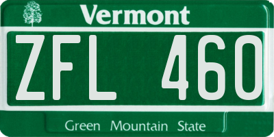 VT license plate ZFL460