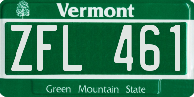 VT license plate ZFL461