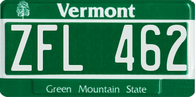 VT license plate ZFL462