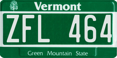 VT license plate ZFL464