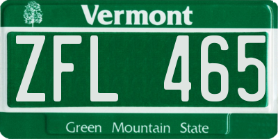 VT license plate ZFL465
