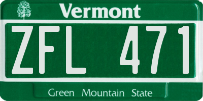 VT license plate ZFL471