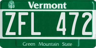 VT license plate ZFL472