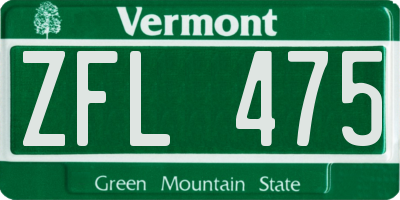 VT license plate ZFL475