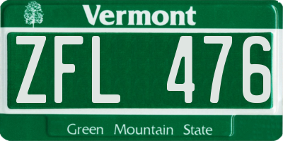 VT license plate ZFL476