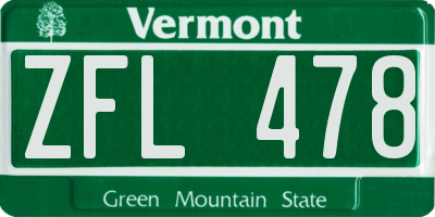 VT license plate ZFL478