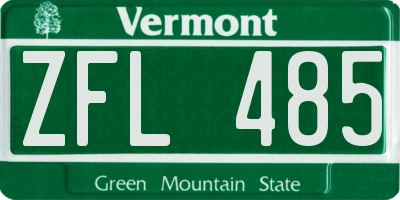 VT license plate ZFL485