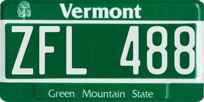 VT license plate ZFL488