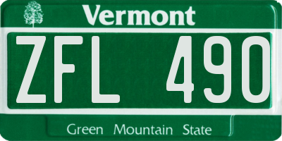 VT license plate ZFL490