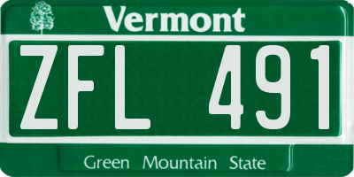 VT license plate ZFL491
