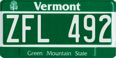 VT license plate ZFL492