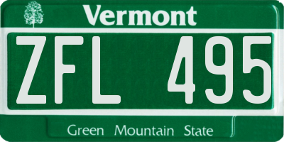 VT license plate ZFL495