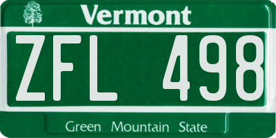 VT license plate ZFL498