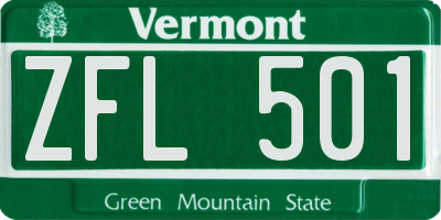 VT license plate ZFL501