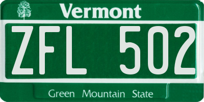 VT license plate ZFL502