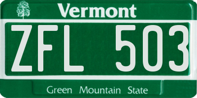 VT license plate ZFL503