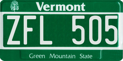 VT license plate ZFL505