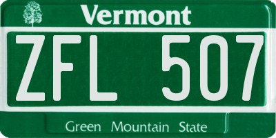 VT license plate ZFL507