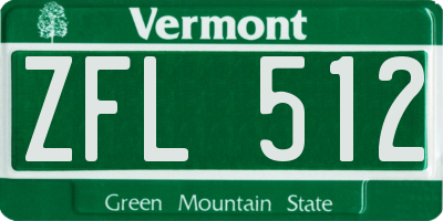 VT license plate ZFL512