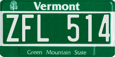 VT license plate ZFL514