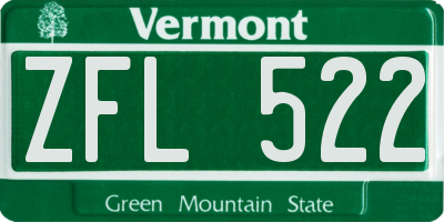 VT license plate ZFL522