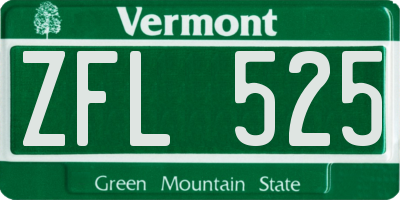 VT license plate ZFL525
