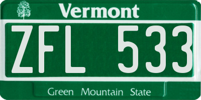 VT license plate ZFL533