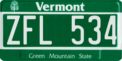 VT license plate ZFL534