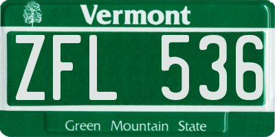 VT license plate ZFL536