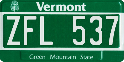 VT license plate ZFL537