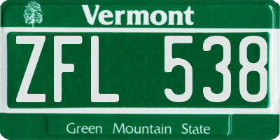 VT license plate ZFL538
