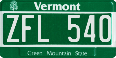 VT license plate ZFL540