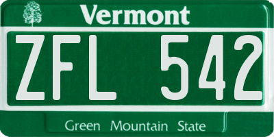 VT license plate ZFL542