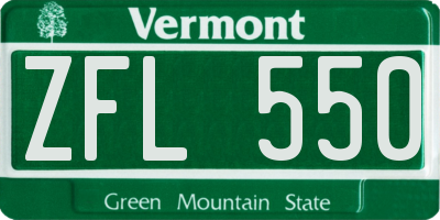 VT license plate ZFL550