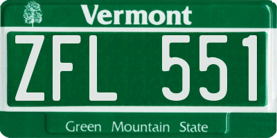 VT license plate ZFL551