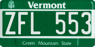 VT license plate ZFL553