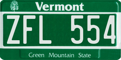 VT license plate ZFL554