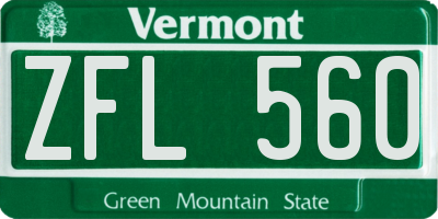 VT license plate ZFL560