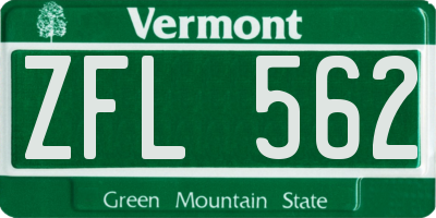 VT license plate ZFL562