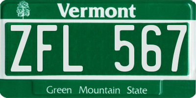 VT license plate ZFL567