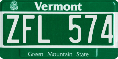 VT license plate ZFL574