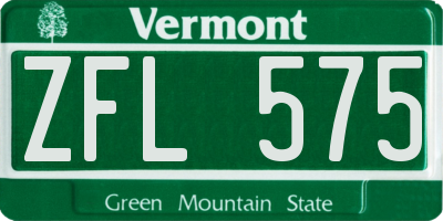 VT license plate ZFL575