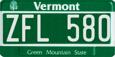 VT license plate ZFL580