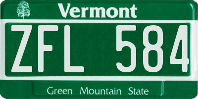 VT license plate ZFL584